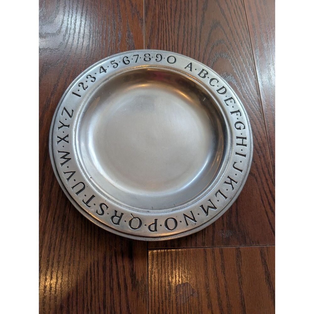 Vintage Wilton Armetale USA Made Child Alphabet Number Dish Plate/Bowl